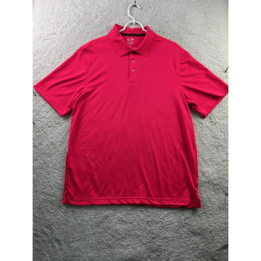 Champion‎ Polo Shirt Mens Large Red DUO DRY Performance Golf Athletic Top